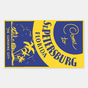 Sticker Rectangulaire Vintage Saint-Pétersbourg Floride