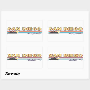 Sticker Rectangulaire Vintage San Diego California Retro Sunset