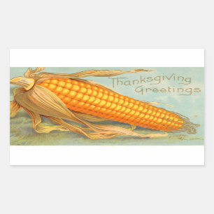 Sticker Rectangulaire Vintage Thanksgiving Corn Husk