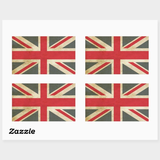 Sticker Rectangulaire Vintage Union Jack British Flag (Feuille)