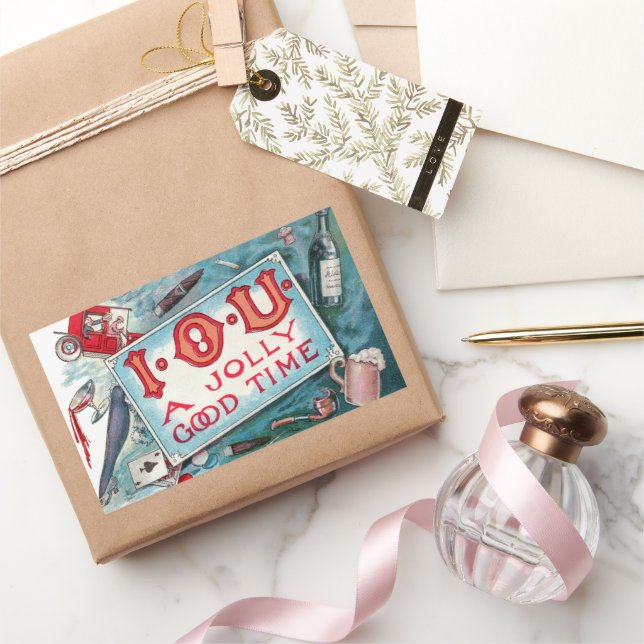 Sticker Rectangulaire Vintage Vices Party, Jeu Boire Fumer (Cadeaux)
