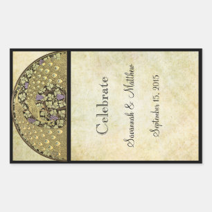 Sticker Rectangulaire Vintage Vignoble Arche Anrt Nourveau Paon