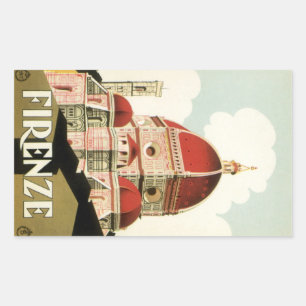 Sticker Rectangulaire Vintage voyage Florence Firenze Italie Eglise Duom