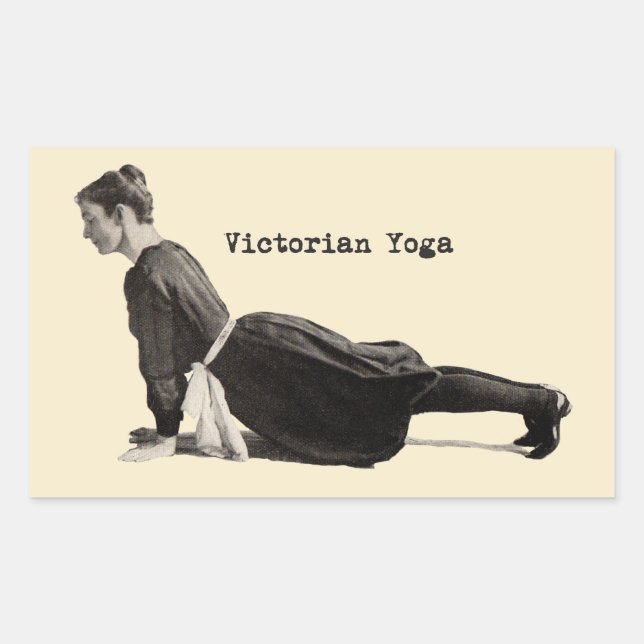 Sticker Rectangulaire Vintage Yoga Woman Up Chien Antique (Devant)