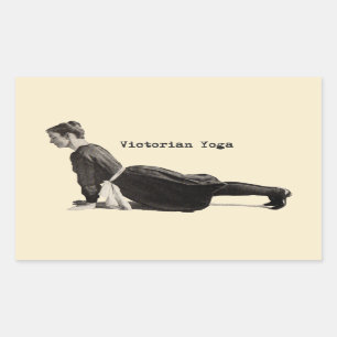 Sticker Rectangulaire Vintage Yoga Woman Up Chien Antique