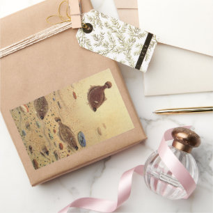 Sticker Rectangulaire Vintages, Marine Ocean Life Poisson plat