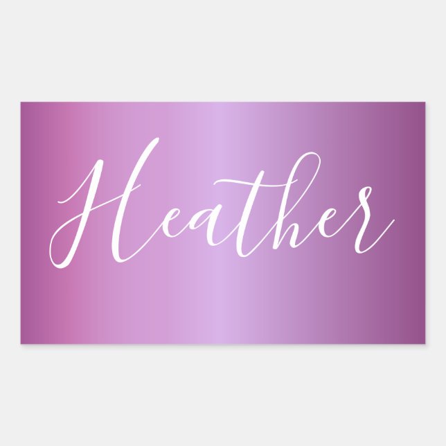Sticker Rectangulaire Violet violet et script blanc personnalisé (Devant)