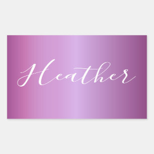 Sticker Rectangulaire Violet violet et script blanc personnalisé