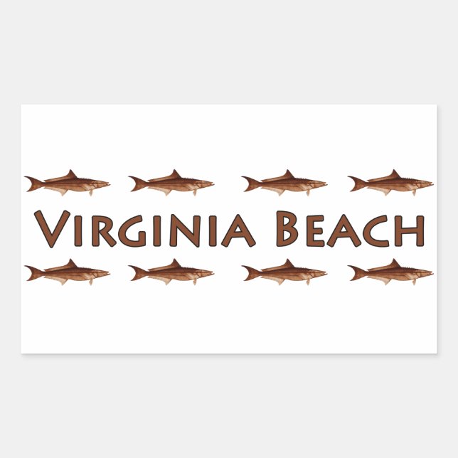 Sticker Rectangulaire Virginia Beach Cobia Saltwater Fishing Logo (Devant)