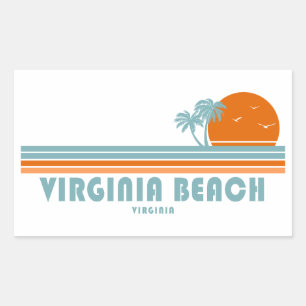 Sticker Rectangulaire Virginia Beach Virginie Palmiers Soleil