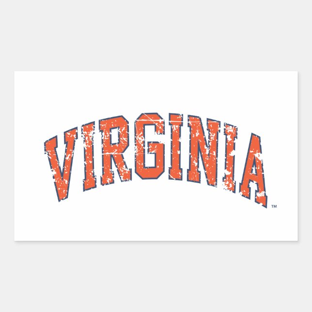 Sticker Rectangulaire Virginia Wordmark en détresse (Devant)