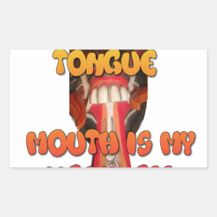 Sticker Rectangulaire Visage Rigolo : Expression Humoristique Langue Tir