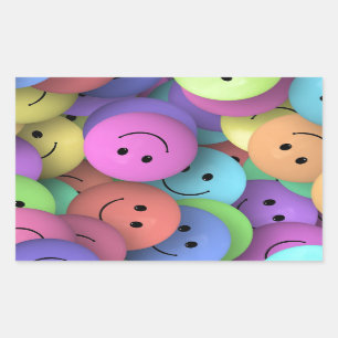 Sticker Rectangulaire Visages colorés de sourire