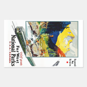 Sticker Rectangulaire Visitez Vos Parcs Nationaux Far West