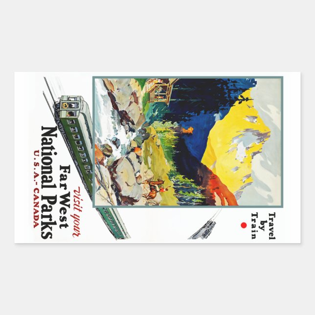 Sticker Rectangulaire Visitez Vos Parcs Nationaux Far West (Devant)