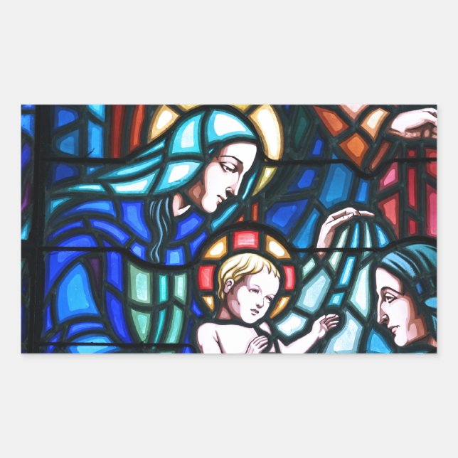 Sticker Rectangulaire Vitrail de la Nativité (Devant)