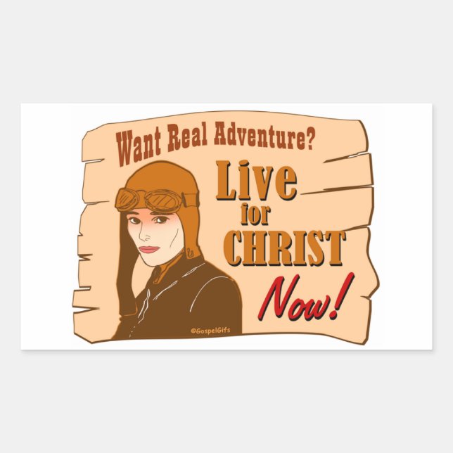 Sticker Rectangulaire Vivez pour l'aventure Christ Conception de cadeau  (Devant)