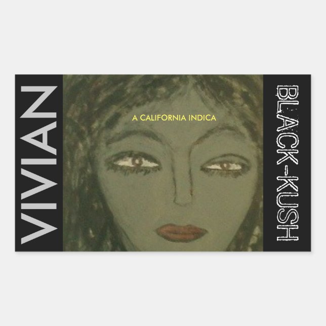 STICKER RECTANGULAIRE VIVIAN NOIR KUSH (Devant)