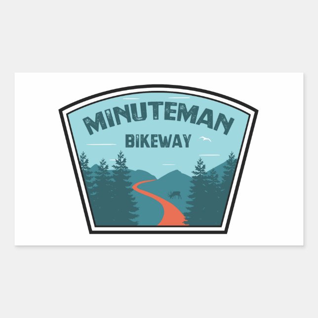 Sticker Rectangulaire Voie cyclable Minuteman Boston Massachusetts (Devant)