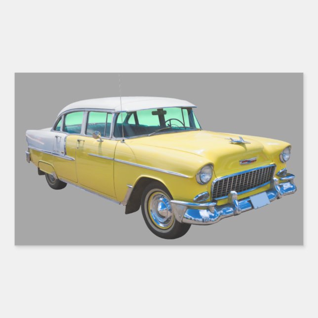 Sticker Rectangulaire Voiture d'antiquité Chevrolet Bel Air 1955 (Devant)