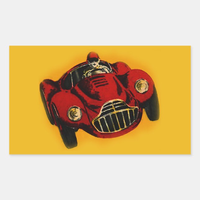 Sticker Rectangulaire Voiture de course automobile jaune rouge (Devant)
