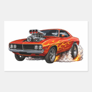 Sticker Rectangulaire Voiture de Muscle Surpuissante et Surchargée en Fu