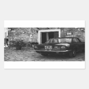 Sticker Rectangulaire Voiture FIAT vintage en Italie en monochrome