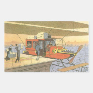 Sticker Rectangulaire Voiture Limousine Hélicoptère Avion Science-Fictio