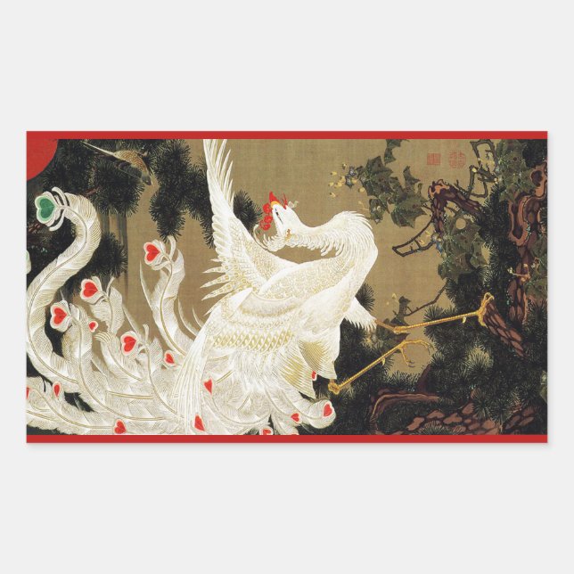 Sticker Rectangulaire VOL AMOUR PHOENIX, Plumes, Coeurs Saint-Valentin (Devant)