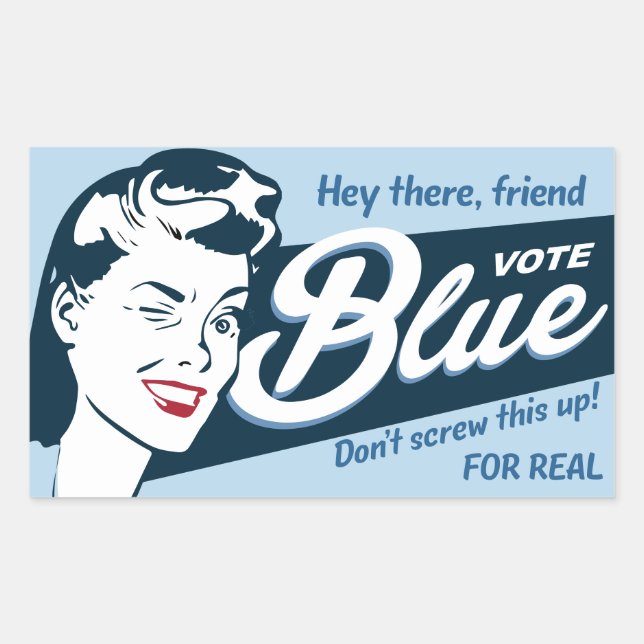 Sticker Rectangulaire Vote bleu | Funny rétro | (Devant)