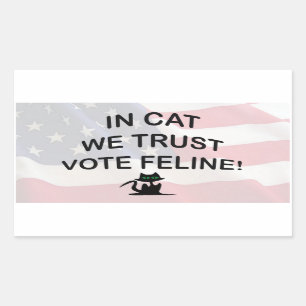 Sticker Rectangulaire Vote Chat avec drapeau américain