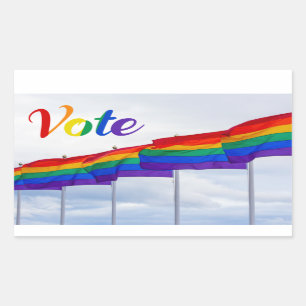 Sticker Rectangulaire Vote Gay pride drapeau arc-en-ciel élection LGBTQ
