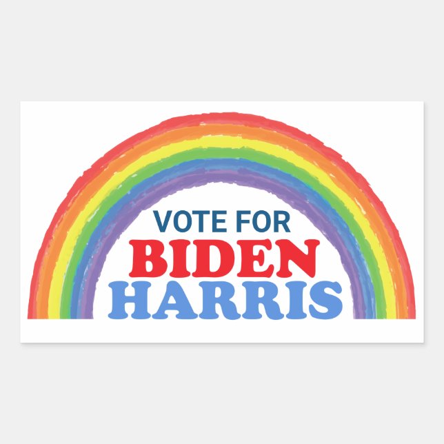 Sticker Rectangulaire Vote pour l'élection de Biden Harris Rainbow LGBTQ (Devant)