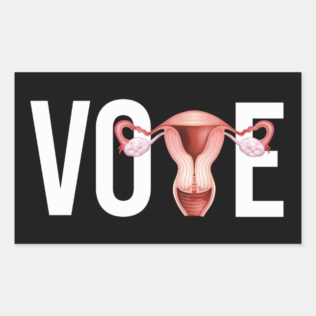 Sticker Rectangulaire Votez avec votre utérus (Devant)