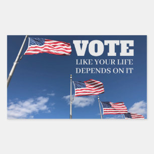 Sticker Rectangulaire Votez Comme Votre Vie En Dépend