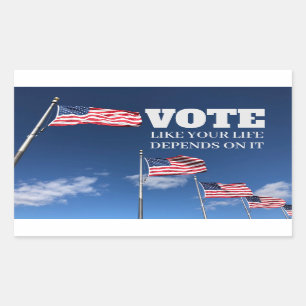 Sticker Rectangulaire Votez Comme Votre Vie En Dépend