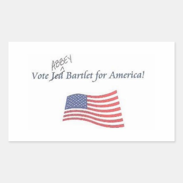 Sticker Rectangulaire Votez Jed/Abbey Bartlet pour l'autocollant America (Devant)