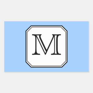 Sticker Rectangulaire Votre Lettre. Monogramme personnalisé. Bleu noir b