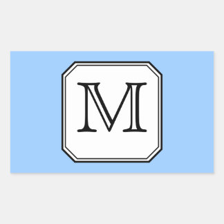 Sticker Rectangulaire Votre Lettre. Monogramme personnalisé. Bleu noir b