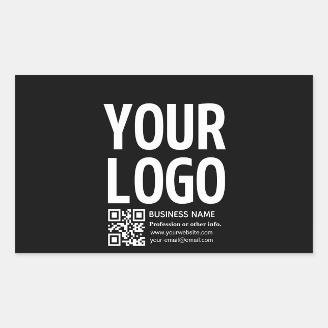 Sticker Rectangulaire Votre logo avec code QR et texte modifiables  (Devant)