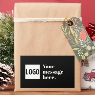Sticker Rectangulaire Votre logo ou image téléchargée & texte rétro modi