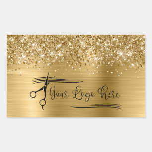 Sticker Rectangulaire Votre logo pailleté or glamour