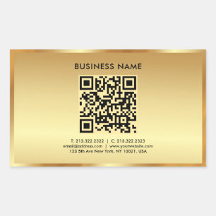 Sticker Rectangulaire Votre logo texte Modèle personnalisé QR Code Gold