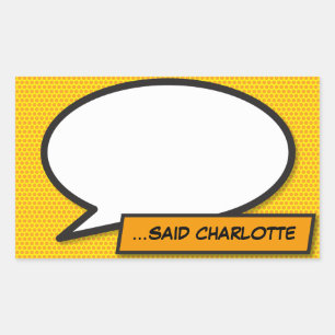 Sticker Rectangulaire Votre message Voix Bubble Amusant Retro Comique Li