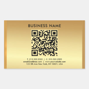 Sticker Rectangulaire Votre Modèle de code QR Gold du logo personnalisé