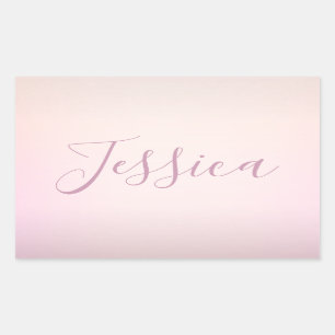 Sticker Rectangulaire Votre nom   Elegant Script Soft Ombre