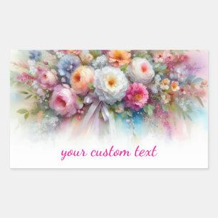 Sticker Rectangulaire Votre peinture artistique de fleurs à l'aquarelle
