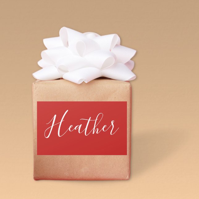 Sticker Rectangulaire Votre script blanc personnalisé en rouge (Créateur téléchargé)