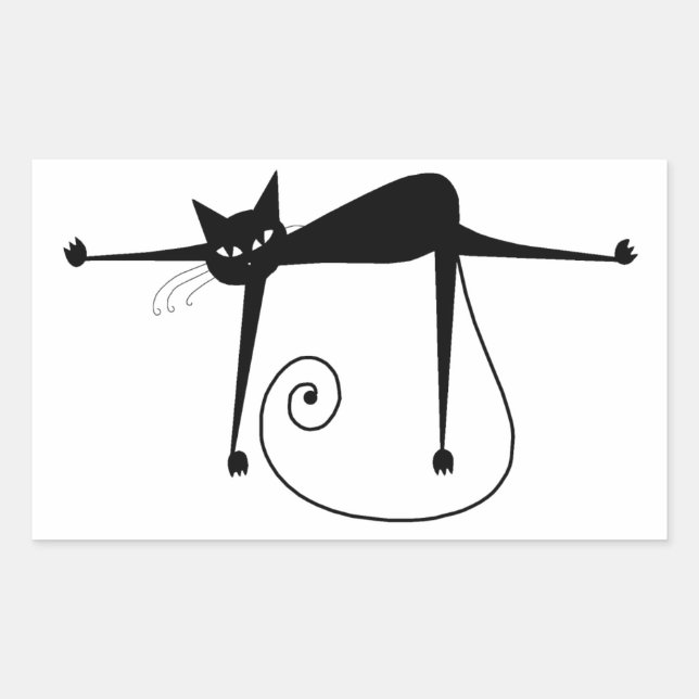 Sticker Rectangulaire Votre texte - Caractère Chat Noir Pose 3 (Devant)