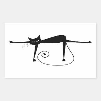 Sticker Rectangulaire Votre texte - Caractère Chat Noir Pose 3
